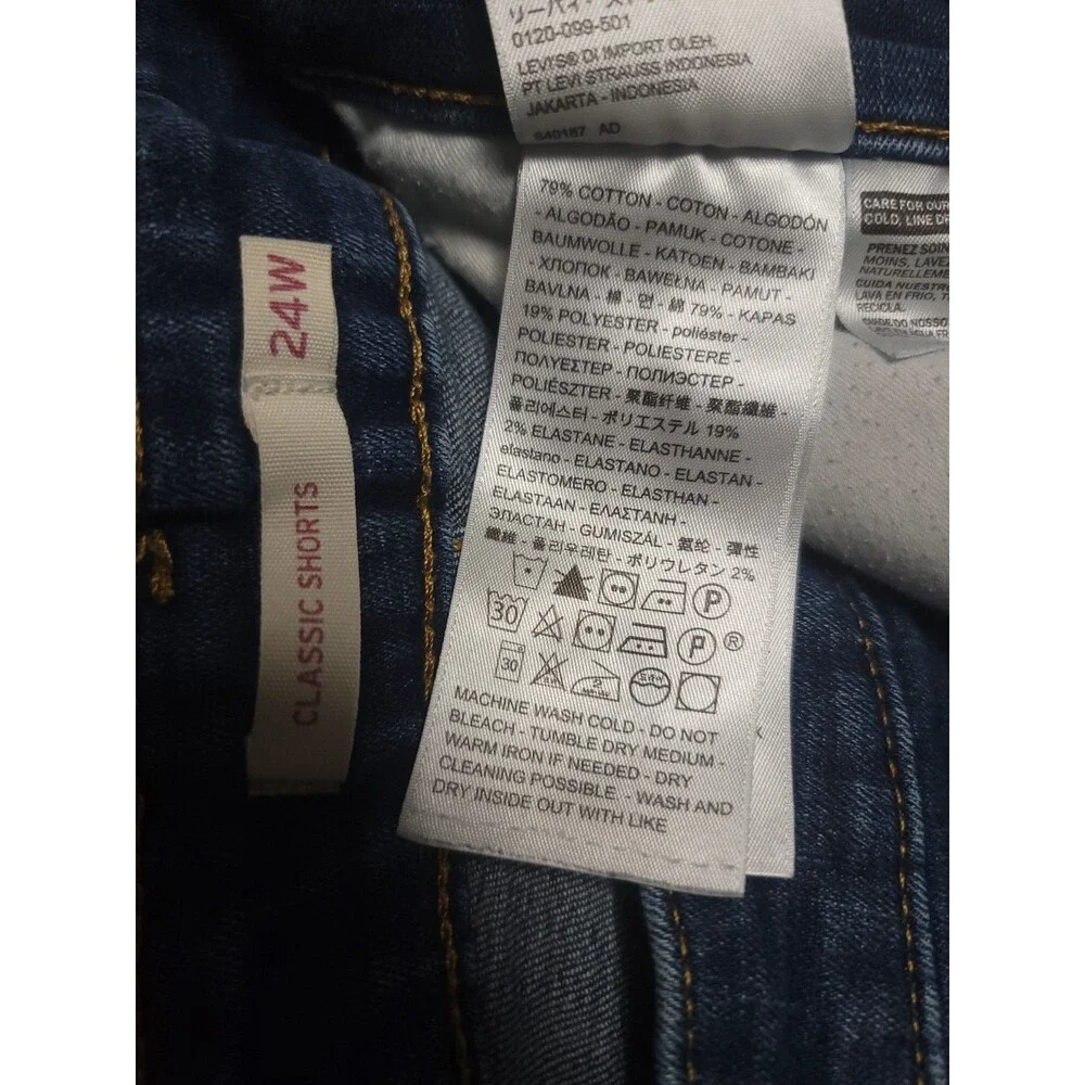 Levis Classic Jean Shorts Womens 24W Stretch Blue Denim Cuffed Hem
